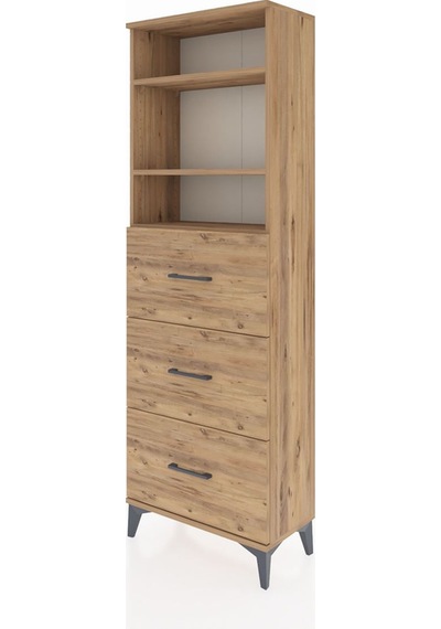 Arges Dolap 3 Raflı 3 Çekmeceli 60x30x182 Çam-çam Çam