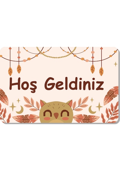 Dijital Baskılı Hoş Geldiniz Yazılır Desenli Dekoratif Dış Kapı Önü Ve Iç Mekan Paspası Yıkanabilir Krem