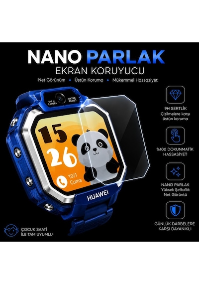 Huawei Watch Kids X1 İle Uyumlu Ekran Koruyucu Nano Parlak Çizilmeye Dayanıklı 2 Adet