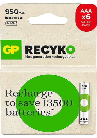 Gp 6x 950 Mah Şarj Edilebilir Aaa Boy İnce Pil