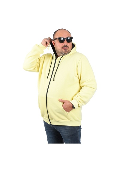 Moc Grande Mocgrande Büyük Beden Unisex Kapüşonlu 3Ip Sweat 11701 Sarı