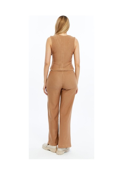 Selectmoda Kadın Kolsuz Triko Takım Kahverengi
