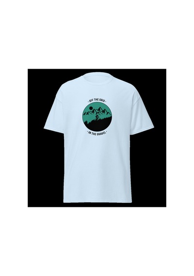 Wildstyle Off The Grid Gravel Dağ Bisikleti Doğa Macera Baskılı Unisex Bisiklet Yaka Pamuklu Tişört Bebek Mavisi