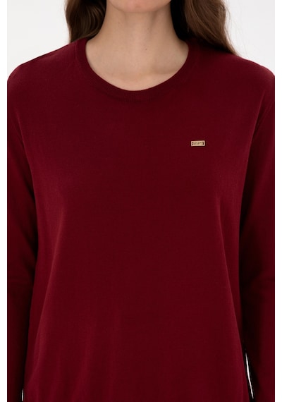 U.S. Polo Assn. Kadın Bordo Bisiklet Yaka Basic Kazak 50313579-VR014