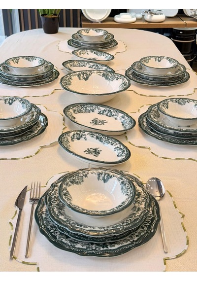 29 Parça 6 Kişilik Porselen Yemek Takımı Velour Green-5929 Çok Renkli