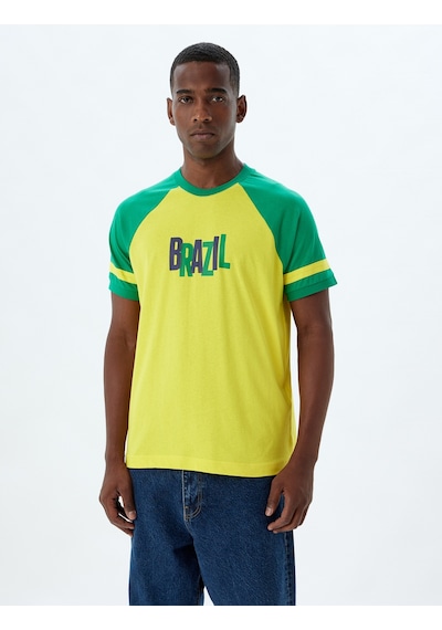 Koton Slim Fit Tişört Baskılı Bisiklet Yaka Kısa Kollu Biyeli Pamuklu Sarı 4sam11093hk Sarı Koton Slim Fit Tişört Baskılı Bisiklet Yaka Kısa Kollu Biyeli Pamuklu Sarı 4sam11093hk Sarı