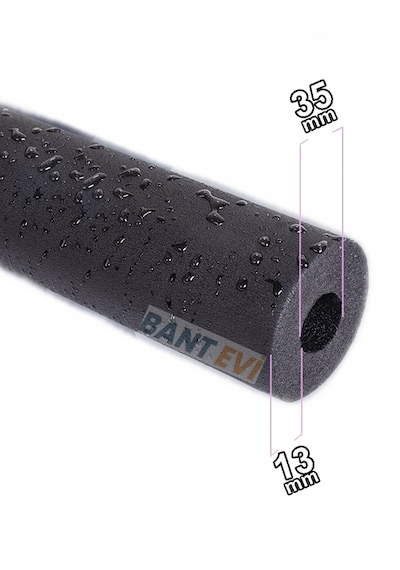 Kauçuk Boru İzolasyonu 1" İç Çap 35mm, 13mm Et Kalınlık, 2mt Boy