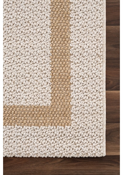 Retro Plain Krem Natural Bordürlü Halı A3234a Natural