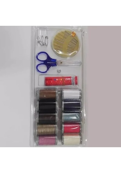 Temel Dikiş Seti, 10 Renkli İplik Ve Aksesuarlar İçeren Mini Set 1