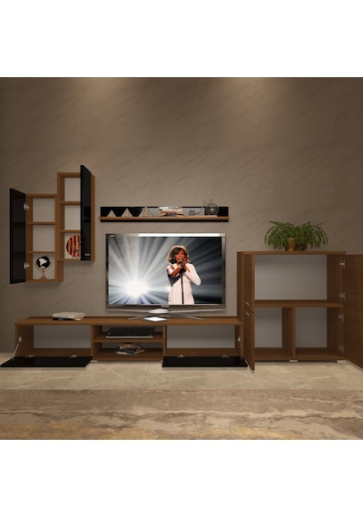 Decoraktiv Eko 6 Mdf Dvd Tv Ünitesi Tv Sehpası Ceviz - Siyah
