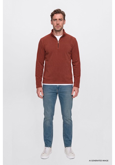 Ac&Co / Altınyıldız Classics Erkek Petrol Mavısı Pamuklu Tapered Fit 5 Cepli Esnek Jean Kot Denim Pantolon Petrol Mavisi