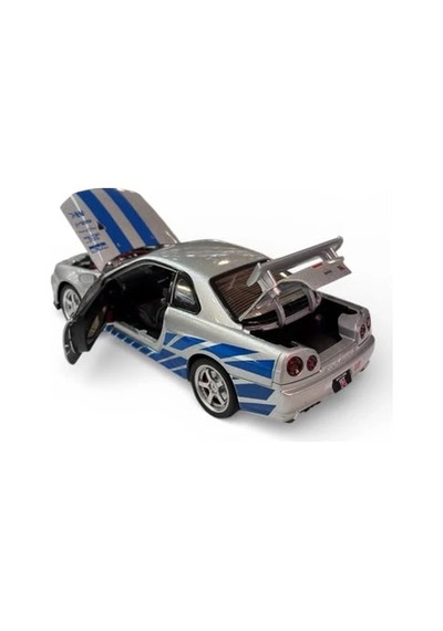 Hobbiez Lisanslı Nissan Skyline R-34 Model Diecast Car 1/24 Ölçek Metal Standlı Araç
