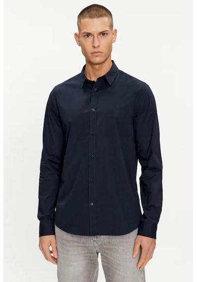 Calvin Klein Erkek Pamuklu Slim Fit Lacivert Gömlek Mavi