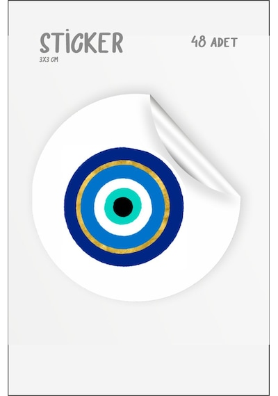 Nazar Etiket 48 Adet 3 Cm Sticker Çok Renkli