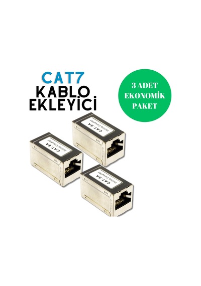 Irenıs 3 Adet Cat7 Ethernet Kablo Ekleyici, Birleştirici, Uzatıcı