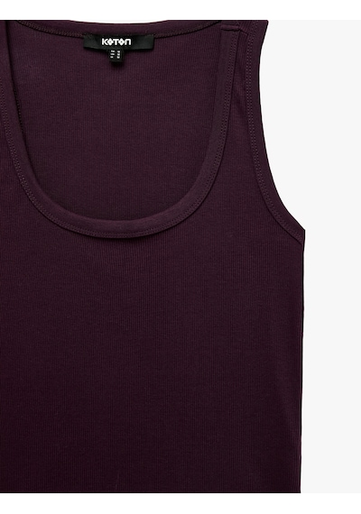 Koton Slim Fit Pamuklu Kolsuz U Yaka Fitilli Atlet Mürdüm 7wak10004ek Mor
