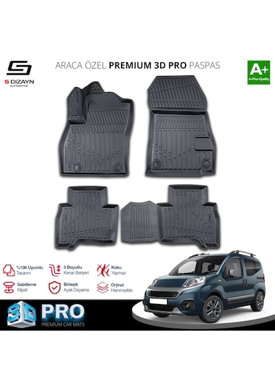 S-Dizayn Fiat Fiorino 3D Pro Havuzlu Paspas 2023 Üzeri A+ Kalite