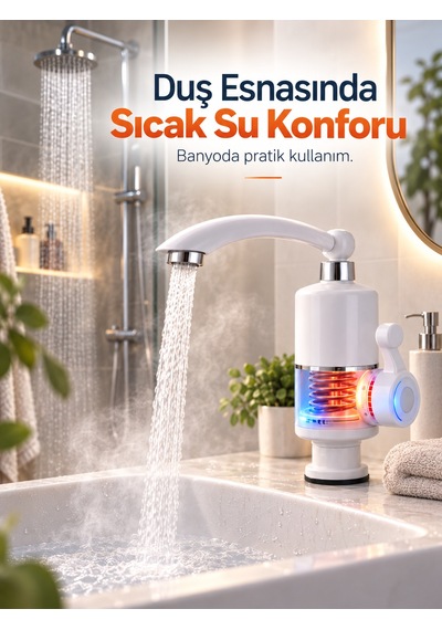 Elektrikli Su Isıtıcı Musluk Beyaz