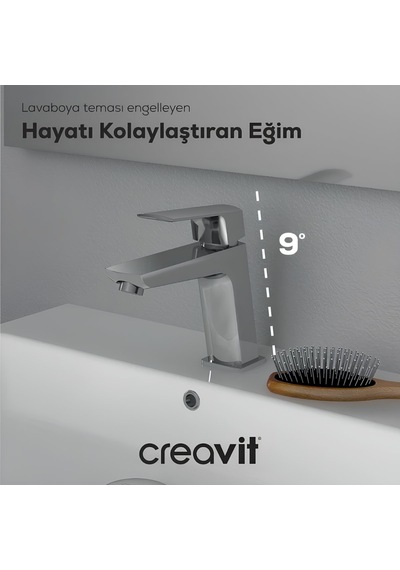 Creavit Slope Lavabo Banyo Eviye Bataryası 3'lü Set SP1500-SP2500-SP8502 Krom