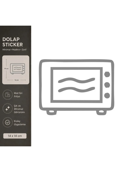 Mikrodalga Mat Gri Dekoratif Folyo Sticker 14x14 Cm