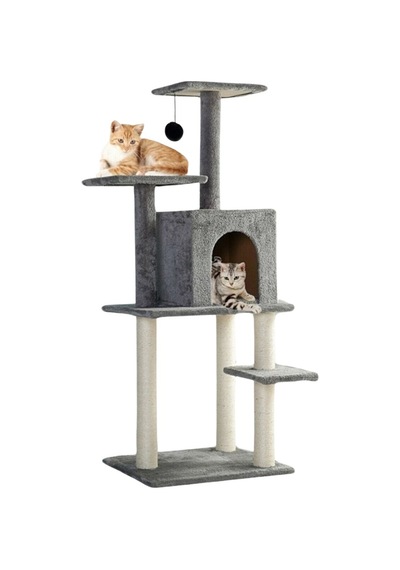 Reyo Pet Double Step Kedi Tırmalama Evi, Kedi Ağacı Ve Oyun Platformu, Jüt İpli Tırmalama Direkli
