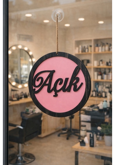 Üç Katlı El Yazılı Modern Açık/kapalı Tabelası - Pembe