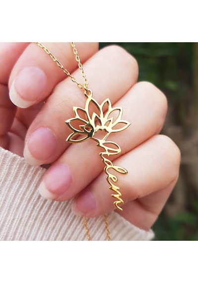 Vaoov 925 Ayar Gümüş Lotus Isim Kolye (473484014)