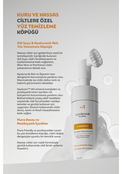 Hydraboost, Kuru/hassas Ciltler İçin Yüz Temizleme Köpüğü - Gül Suyu, Hyaluronik Asit Ve Postbiyotik - 802848593