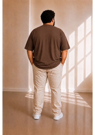 Sngl Tekstil Erkek Büyük Beden Oversize Kısa Kollu T-shirt 3xl 4xl 5xl 6xl 7xl 8xl 9xl 10xl Kahverengi