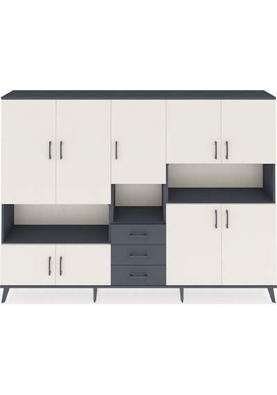 Arges Dolap 13 Raflı 3 Çekmeceli 9 Kapaklı 220x30x163 Antrasit-ay Antrasit-aytaşı/antrasit Arges Dolap 13 Raflı 3 Çekmeceli 9 Kapaklı 220x30x163 Antrasit-ay Antrasit-aytaşı/antrasit