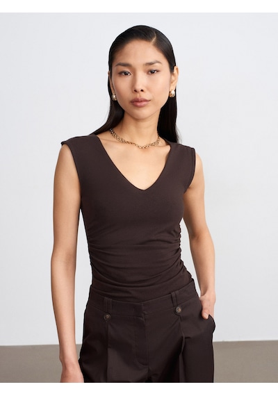 Dilvin 21222 V Yaka Basic Top-koyu Kahve