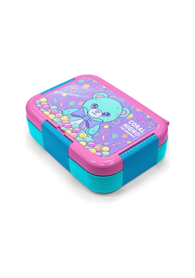 Coral High Kids Milka Şeker Ayıcık Desenli Paslanmaz Çelik Beslenme Kabı 39105 Mor