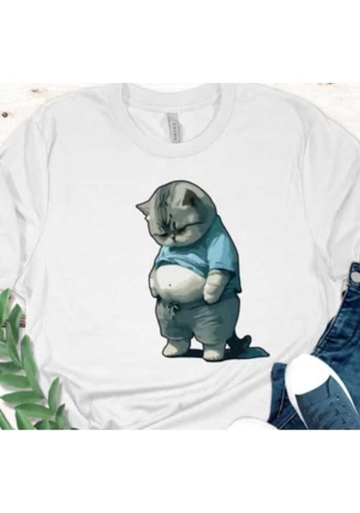 Kozia Outdoors Malkoçbey Sisman Kedi Figürlü T-shirt Beyaz