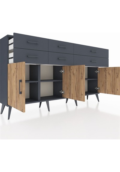 Arges Konsol 3 Raflı 6 Çekmeceli 4 Kapaklı 176x30x99 Antrasit-çam/antrasit Atlas Çam/antrasıt - Antrasıt Arges Konsol 3 Raflı 6 Çekmeceli 4 Kapaklı 176x30x99 Antrasit-çam/antrasit Atlas Çam/antrasıt - Antrasıt