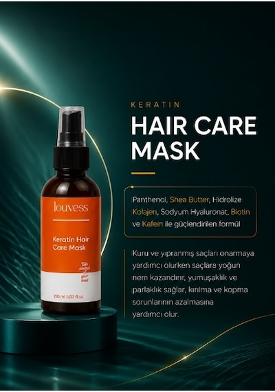 Louvess Argan Yağı Shea Butter Kafein Keratin Saç Bakım Maskesi 150 ML
