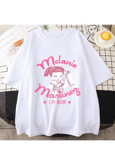 Flood Of Style Yeni Melanine Martinez Cry Bebek Grafik T Shirt Erkek Kadın Sevimli Komik Kısa Kollu T-shirt Beyaz