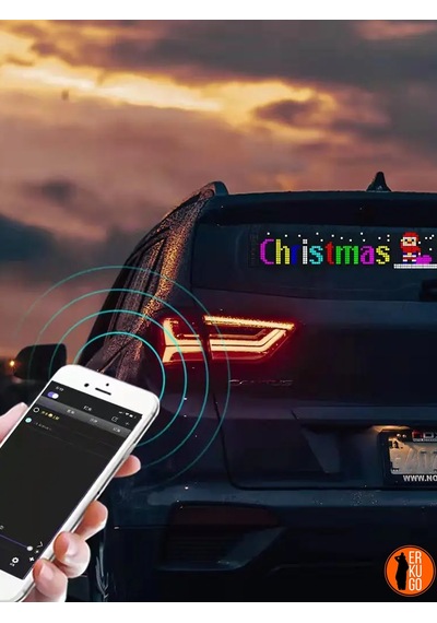 Telefon App Kontrollü Programlanabilir Araba Led Ekranı, Uzaktan Kumandalı Kayan Yazı Emoji Led