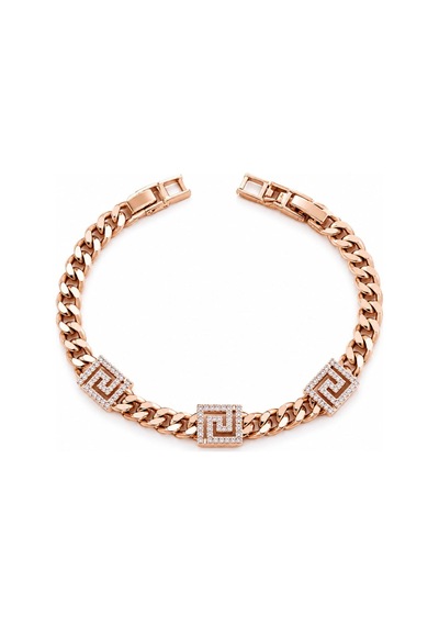 Xp Jewelry Taşlı Kare Labirent Bileklik Rose Gold Premium
