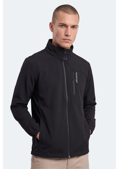 Slazenger Corral I Erkek İçi Polarlı Rüzgar Ve Su Geçirmez Softshell Siyah Mont & Kaban