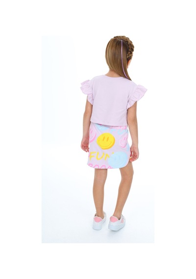 Toontoy Kids Toontoy Kız Çocuk Baskılı Etekli Takım Açık Lila