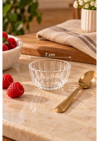 6'lı 7 Cm Mini Cam Kase Seti, Sosluk Reçellik Çerezlik Kahve Yanı Sunumluk Şeffaf - 940048171 Şeffaf