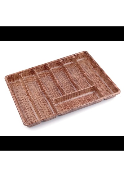 Büyük - Ahşap Renk - 7 Bölmeli Çekmece İçi Kaşıklık 50x37cm Bx40 Çok Renkli