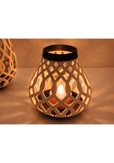 Bezos Modern Izgara Desenli Rüzgar Feneri Tealight Mumluk Dekoratif Mum Tutucu Pro Çok Renkli