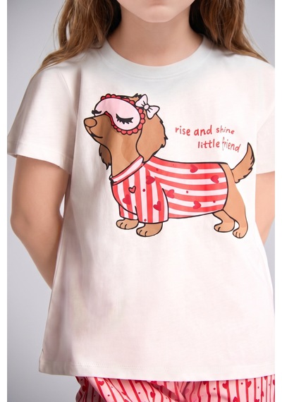 Defacto Baskılı Ve Çizgili Regular Fit 2li Pijama Takımı Kız Çocuk H5510a826wner103 Ekru-er103