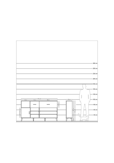 Arges Konsol 6 Raflı 2 Çekmeceli Tek Kapaklı 176x30x99 Antrasit-antrasit Antrasit - Antrasit
