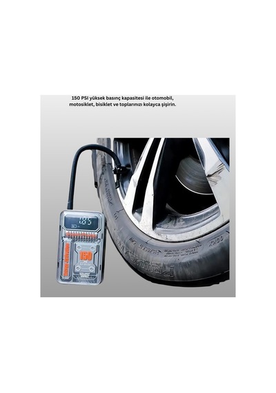Depomıx Hızlı Şişirme Güçlü Motorlu 150 Psı Araba 92557 Lastik Pompası