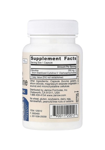 Jarrow Formulas, Citicoline Cdp Choline, 250 Mg, 60 Capsules