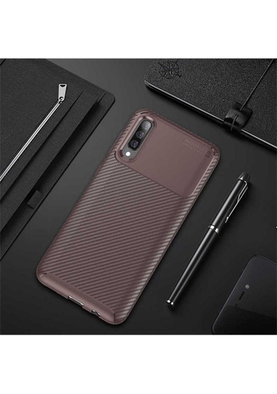 Samsung Galaxy Uyumlu A50 Kılıf Zore Negro Silikon Kapak Kahverengi