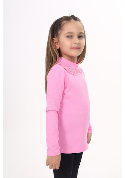 Toontoy Kids Toontoy Kız Çocuk Yakası Dantel Detaylı Tişört Pembe