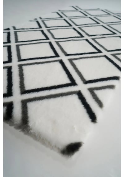 Prizma Halı Marble Peluş Halı Kare Desenli Düz Kesim